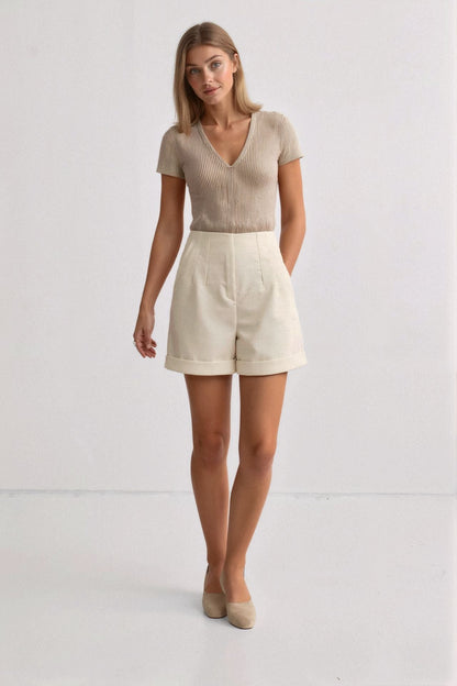 Old Money Elegante Elastische Taille Hochgeschnittene Shorts
