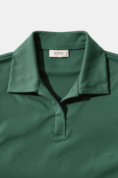 Old Money Cropped Solid Collared Kurzarm Ripp-Polo T-Shirt
