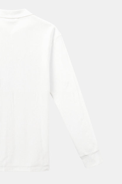 Old Money Elegante Langarm Polo T-Shirt mit Notch-Kragen in Uni