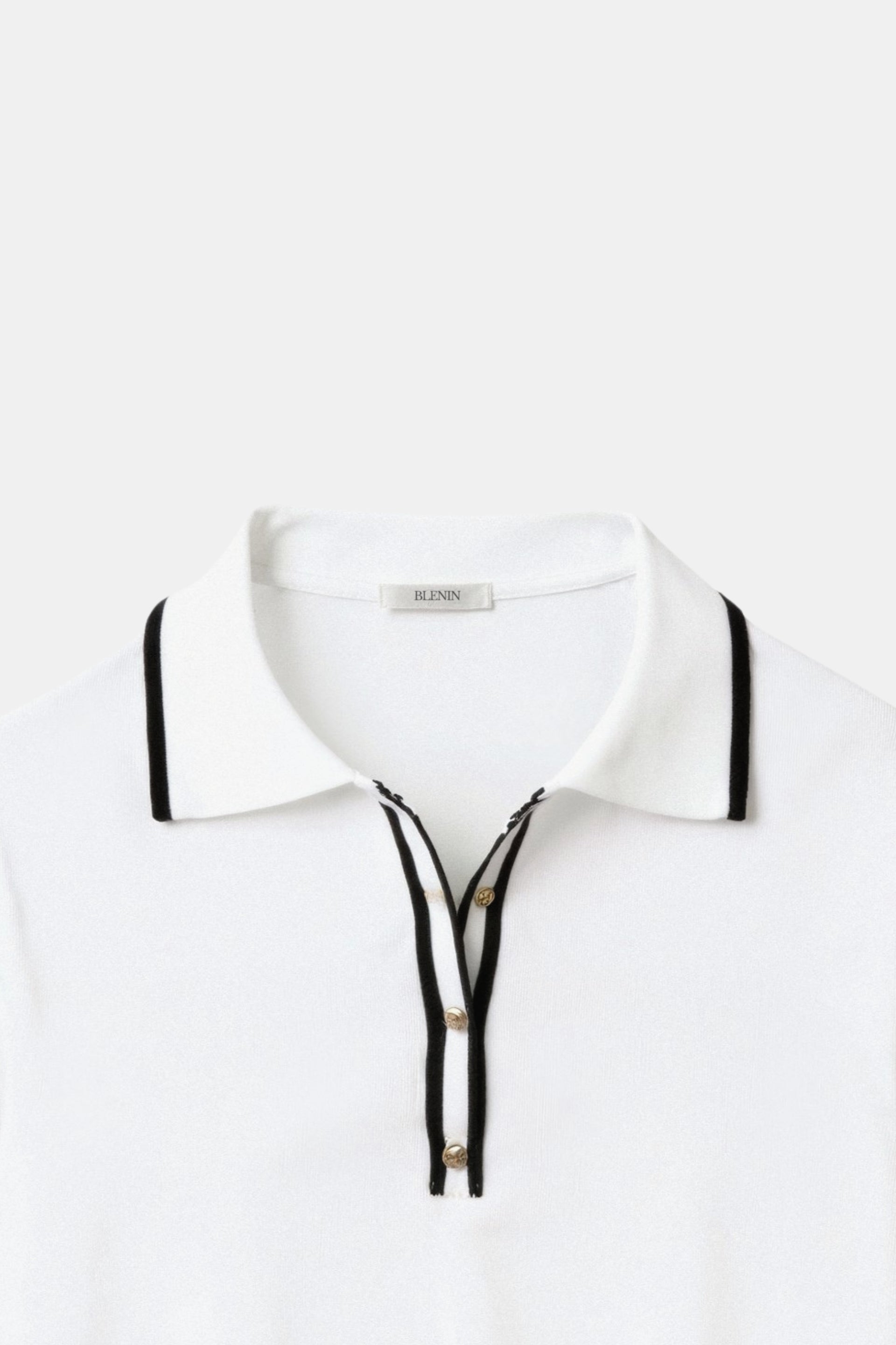 Old Money Kontrast Elegante Trim Kragen Slim Button Up Polo T-Shirt