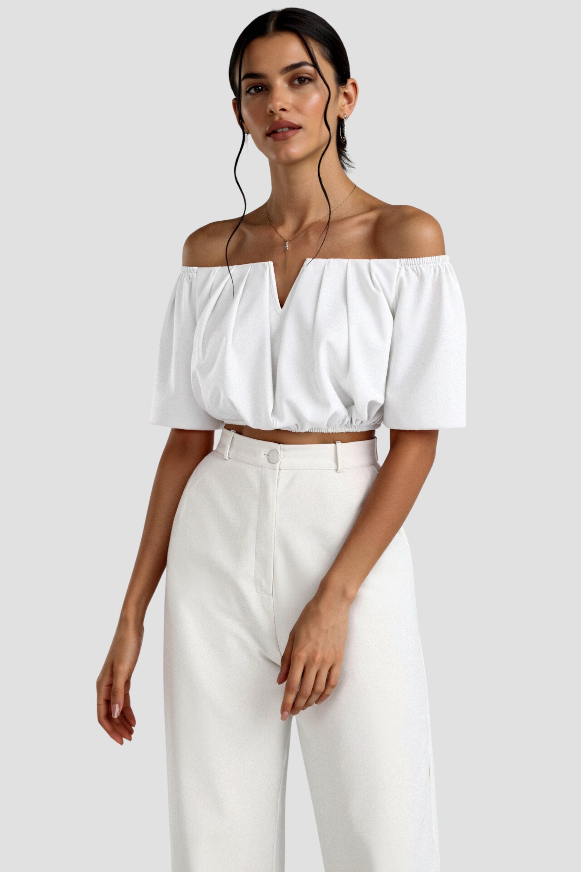 Old Money Elegante Lockere Einfarbige Plissierte Notch Neck T-Shirt