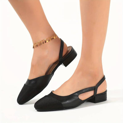 Old Money Damen Kontrastfarbe Elegante Knöchelriemen Chunky Niedrigabsatz Schuhe