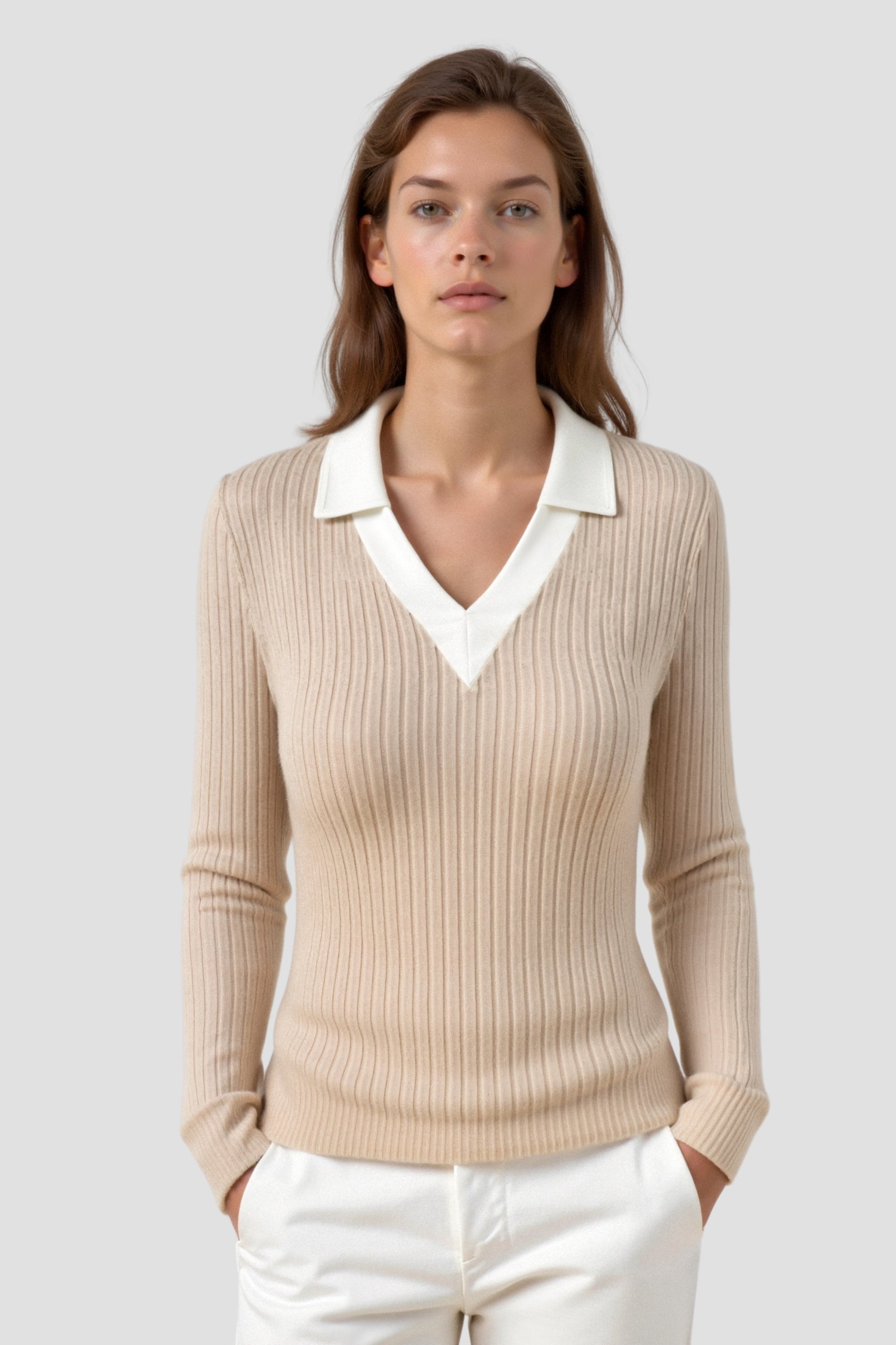 Old Money Strickpullover aus Wolle mit schmalem Rippenmuster