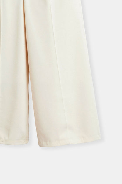 Elegante Hochtaillierte Weite Hose in Einfarbig