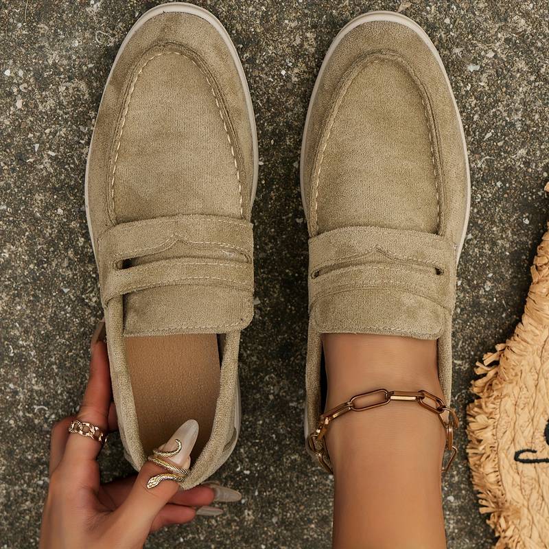 Old Money Damen Elegante Flache Loafer in Einfarbig