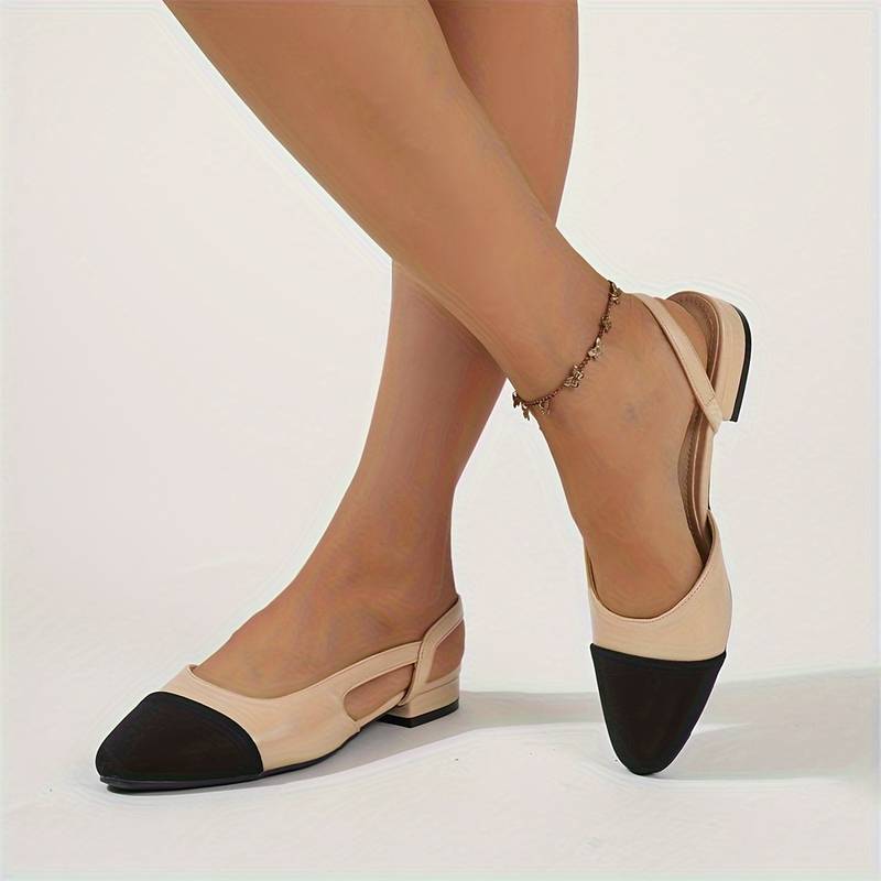 Old Money Damen Kontrastfarbe Elegante Knöchelriemen Chunky Niedrigabsatz Schuhe