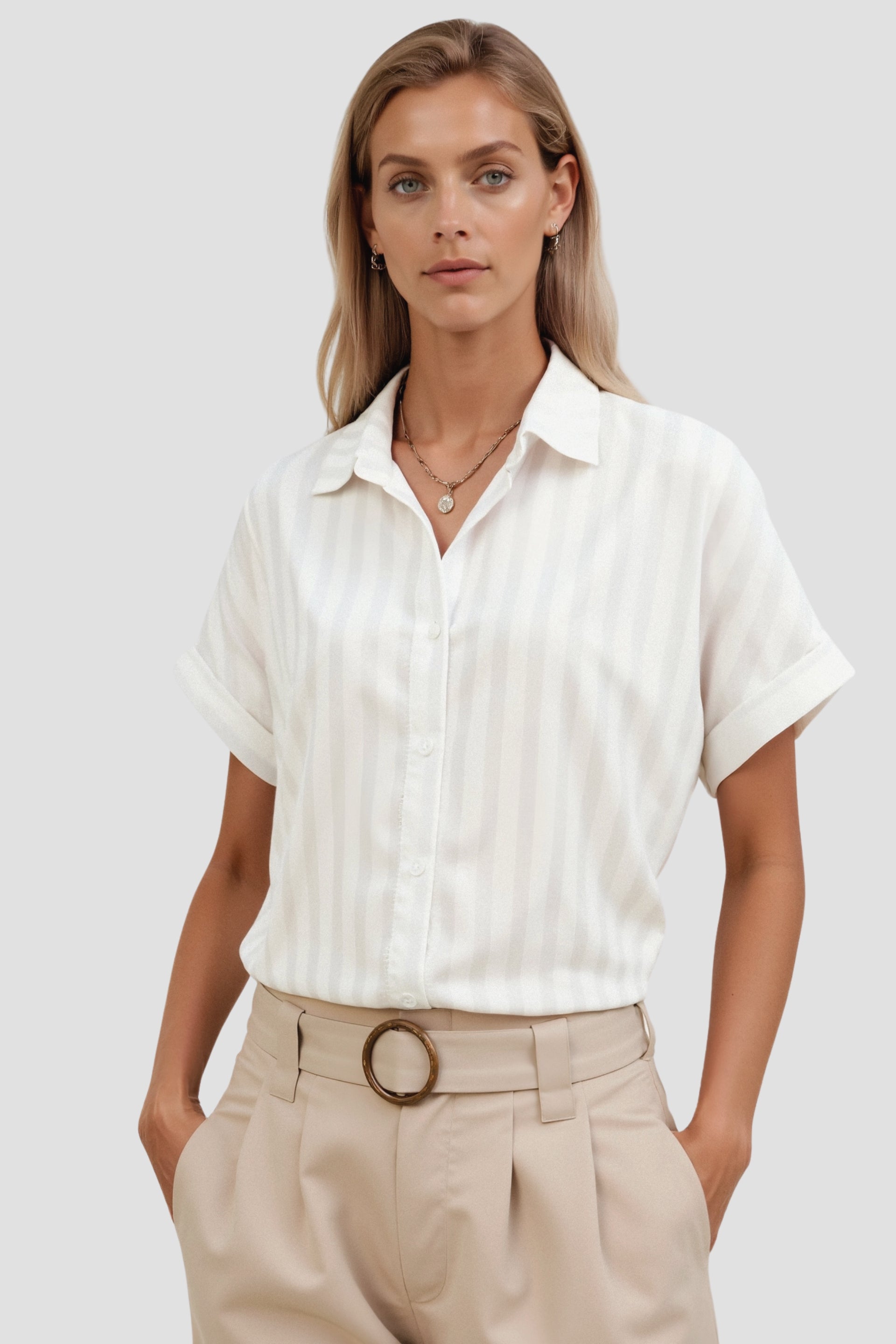 Old Money Lässiges Sommer Elegantes Gestreiftes Knopf-Front Hemd