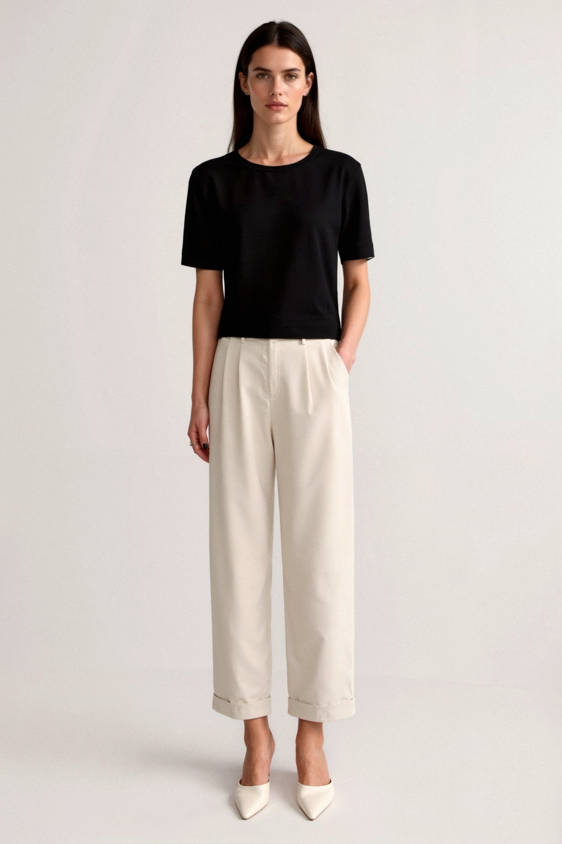 Old Money Casual Hochtaillierte Einfarbige Knopf Gerade Hose