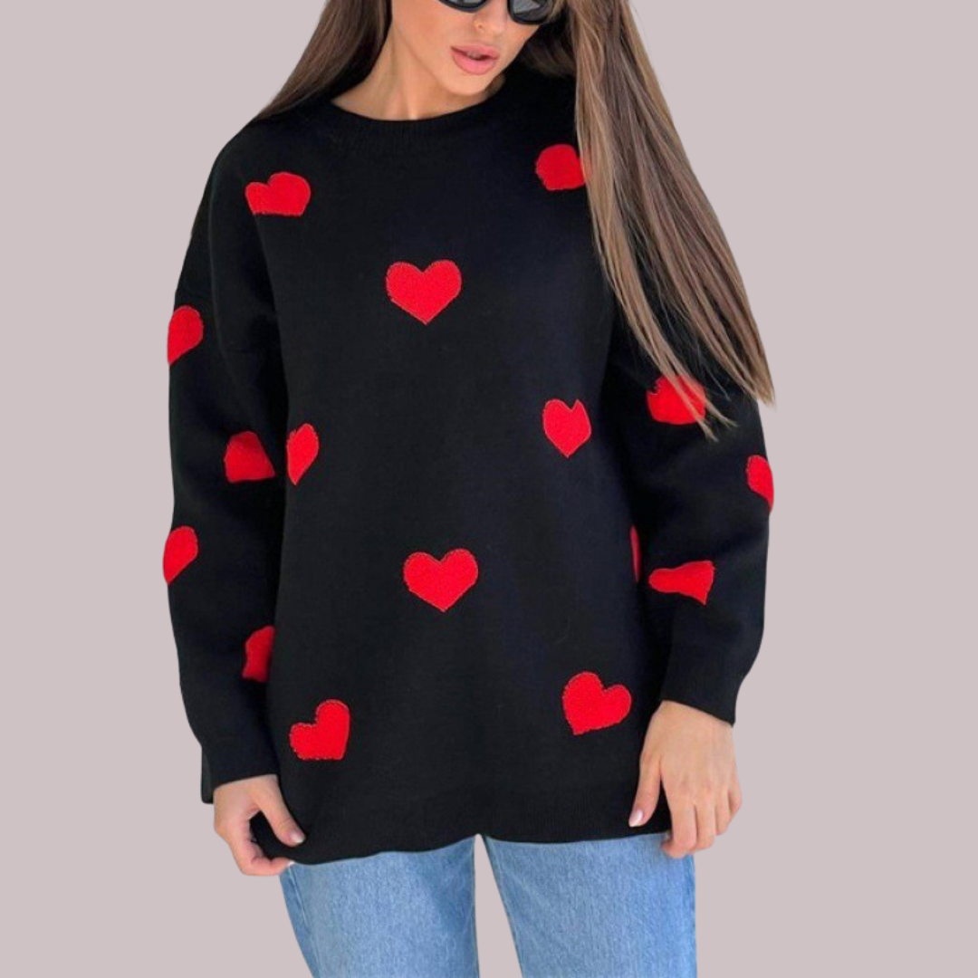 MILU | Baumwollmischung Pullover mit Herzen
