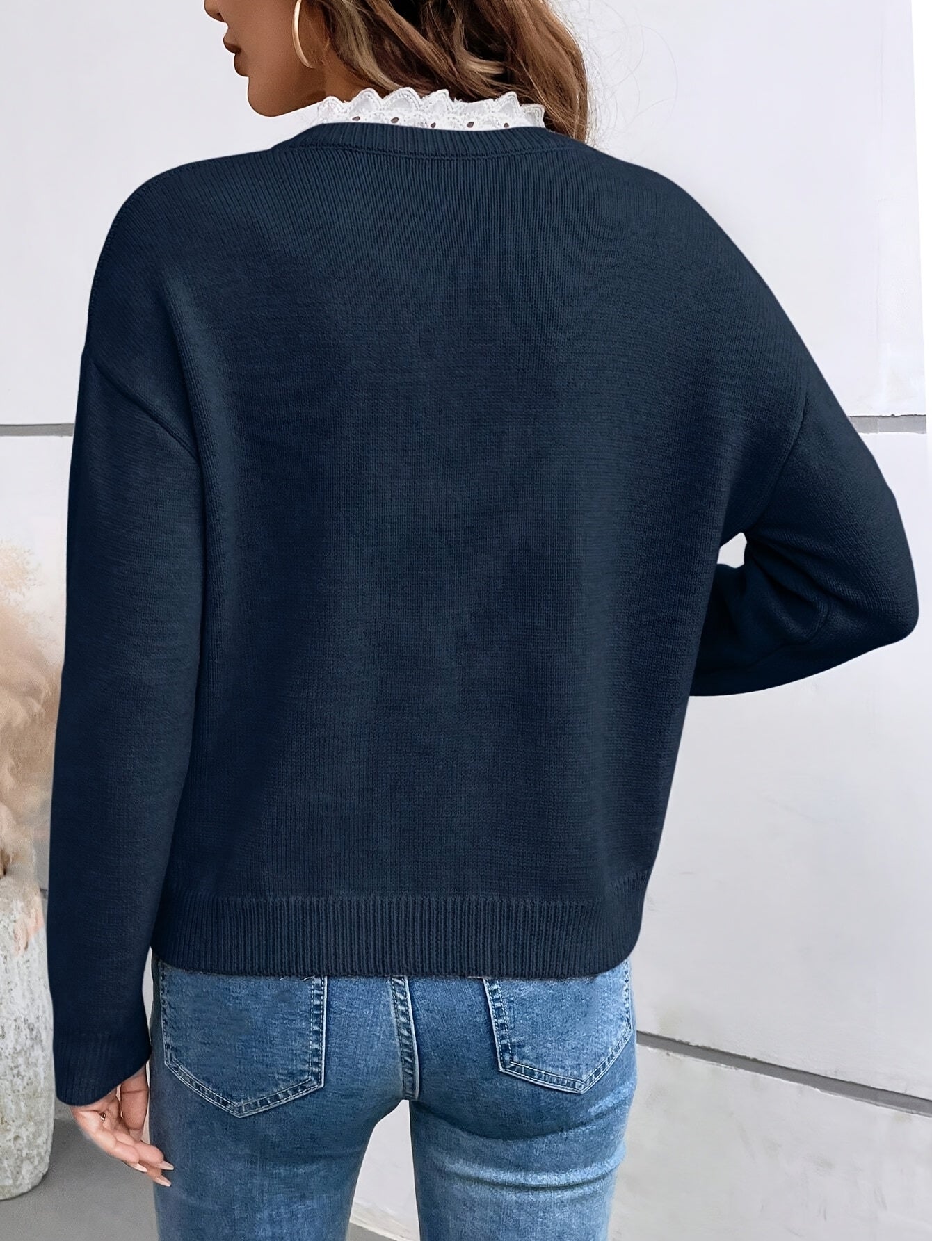 LINZA | Pullover mit Spitzen-Detail