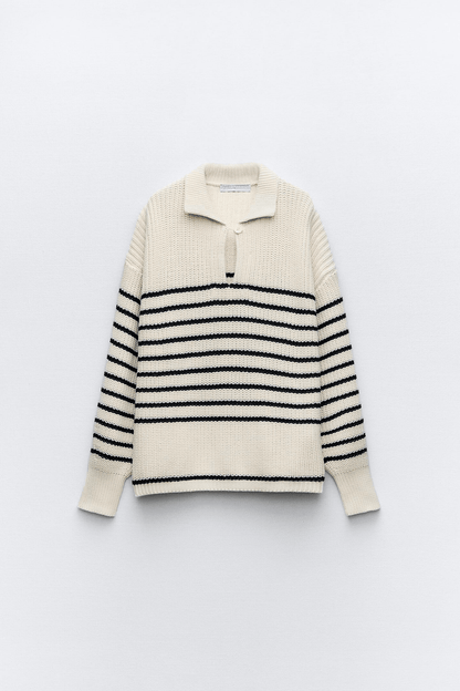 Old Money Oversized Strick-Polo Wollpullover