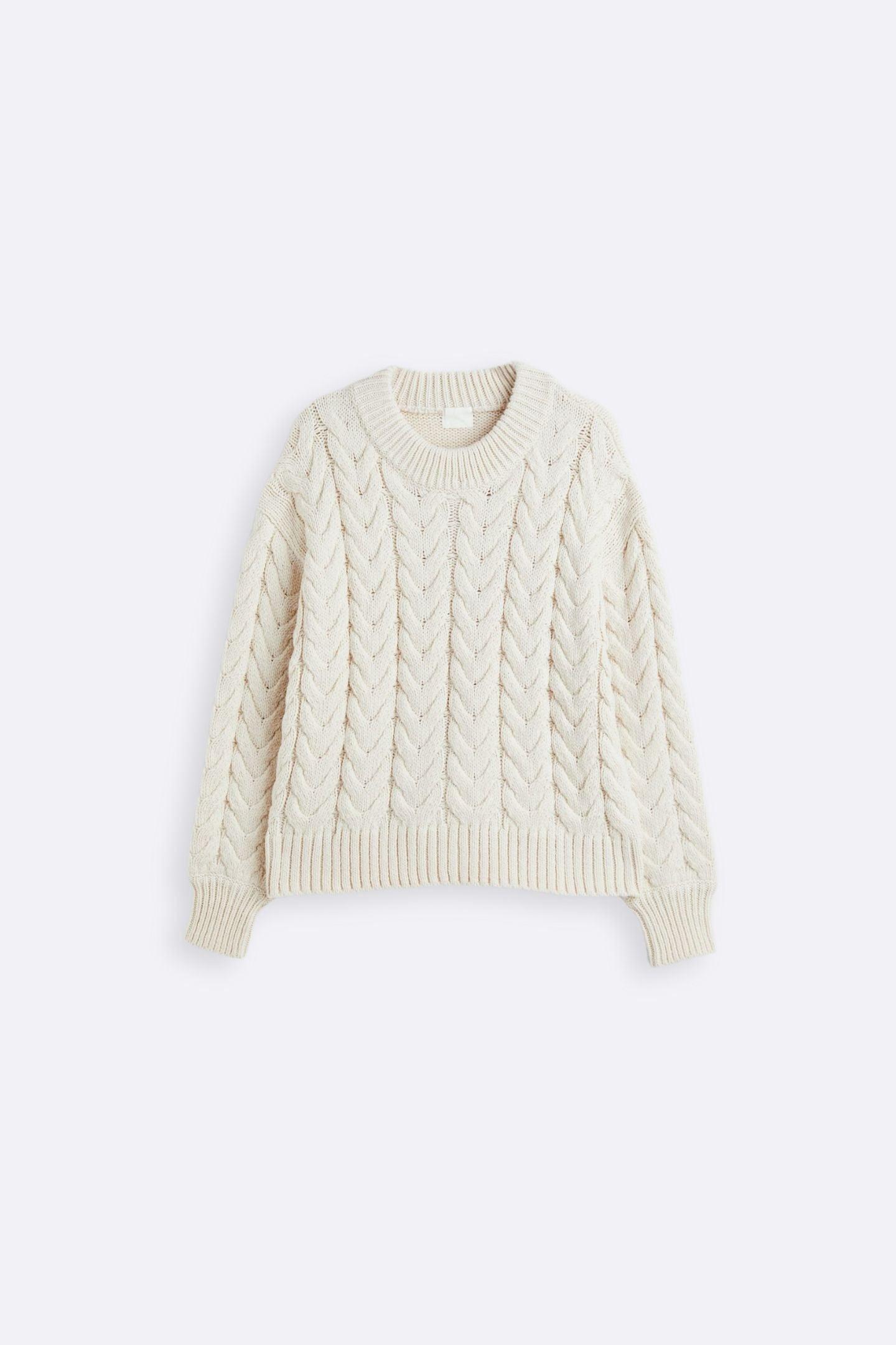 Old Money Weicher Woll-Kabelstrickpullover