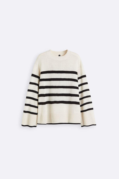 Old Money Oversized Gestreifter Strickpullover