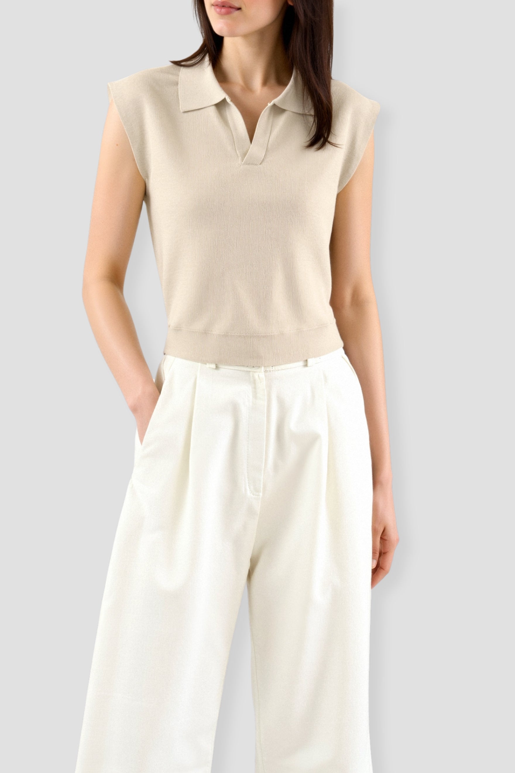 Old Money Eleganter Solider Kragenstricktop