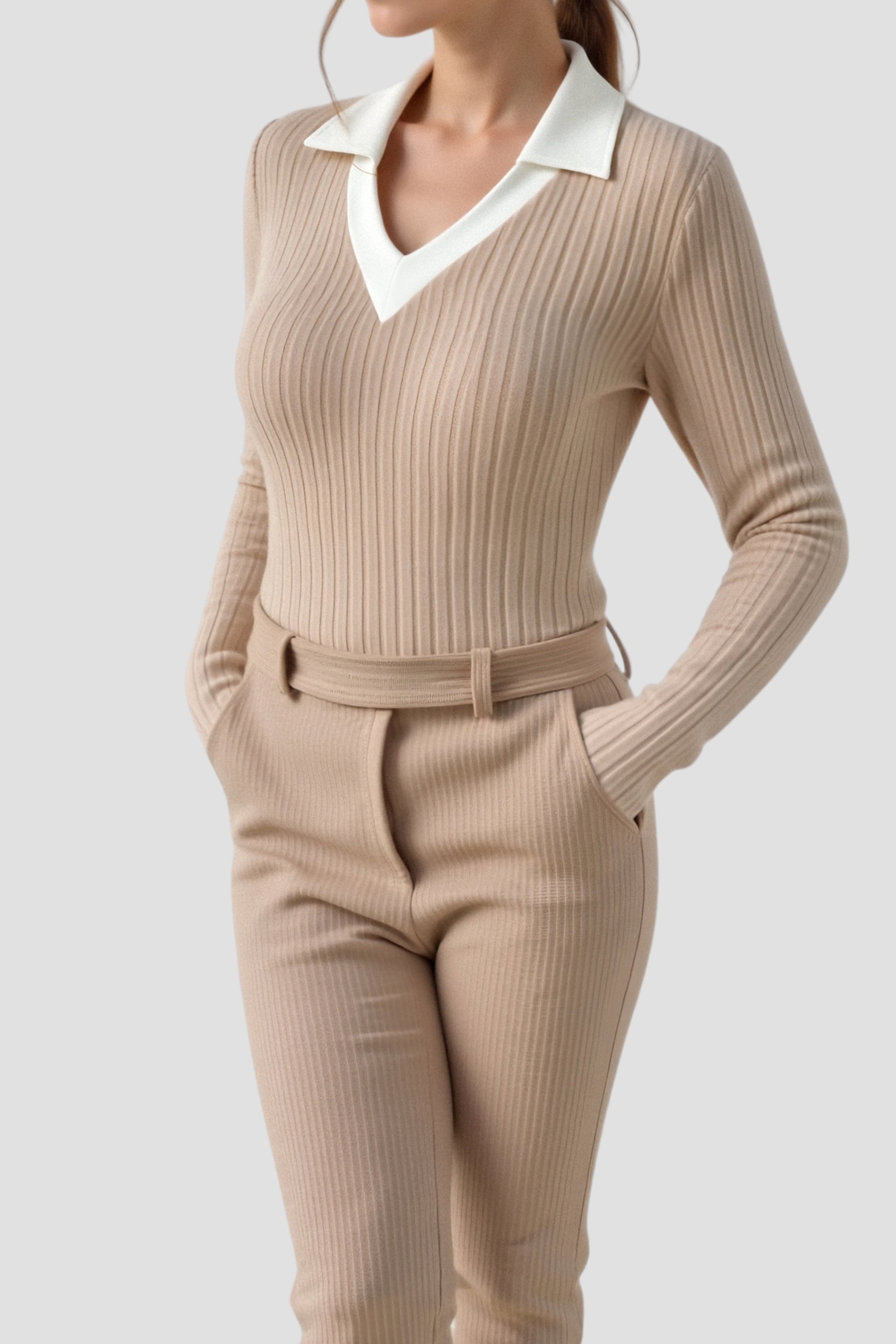 Old Money Strickpullover aus Wolle mit schmalem Rippenmuster