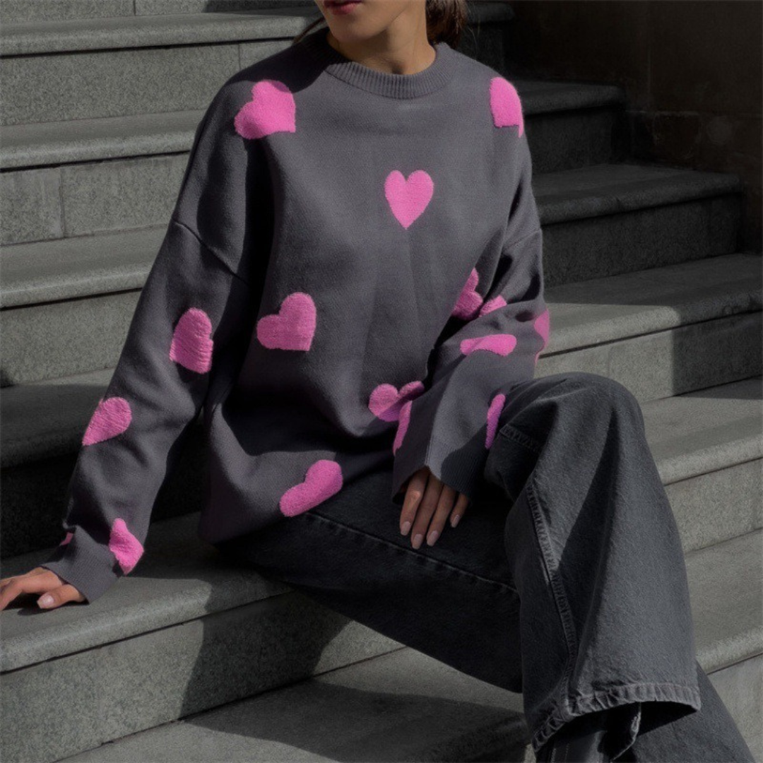 MILU | Baumwollmischung Pullover mit Herzen