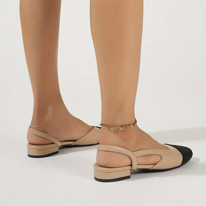 Old Money Damen Kontrastfarbe Elegante Knöchelriemen Chunky Niedrigabsatz Schuhe