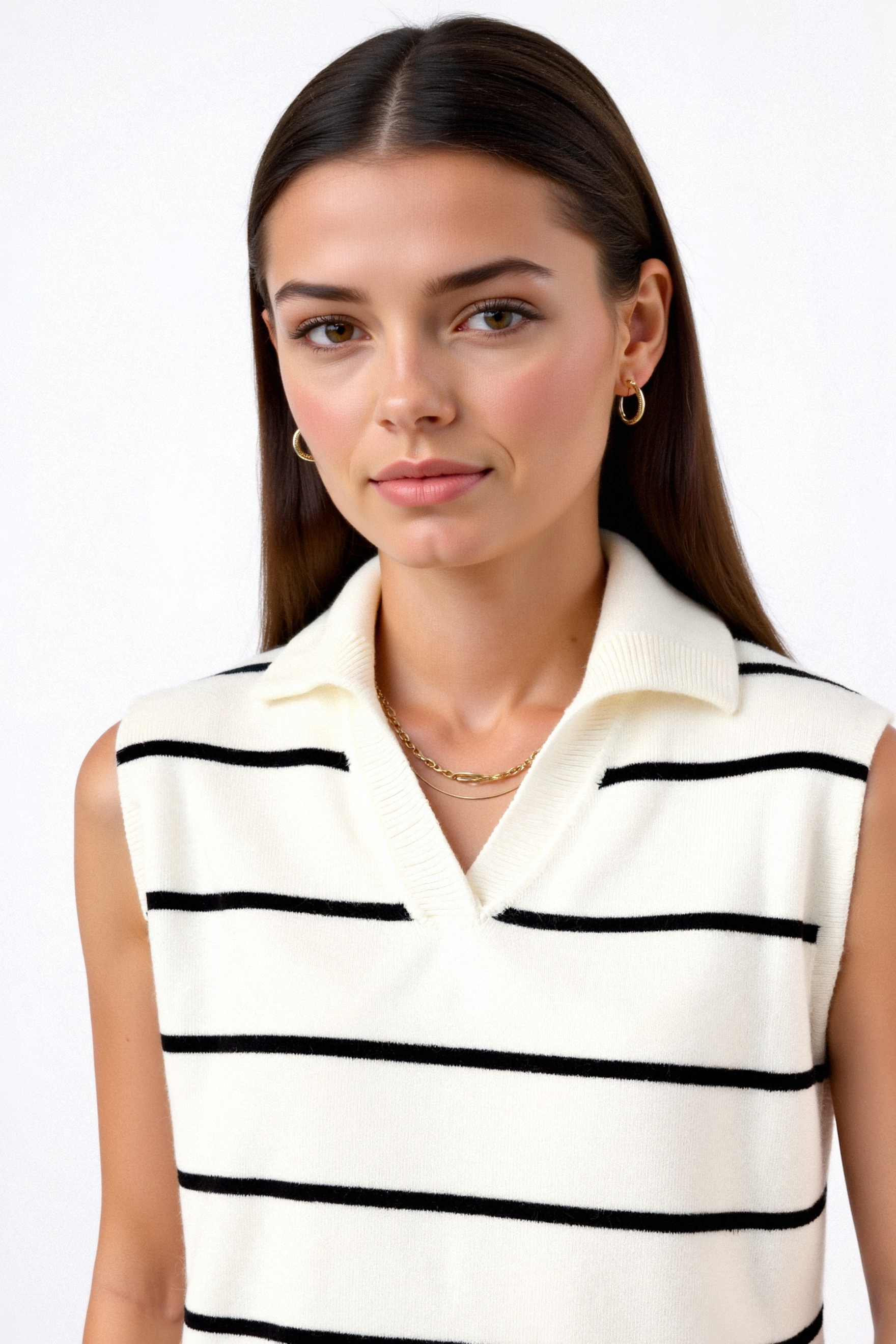 Old Money Casual Streifen Reverskragen Pullover Polo Weste