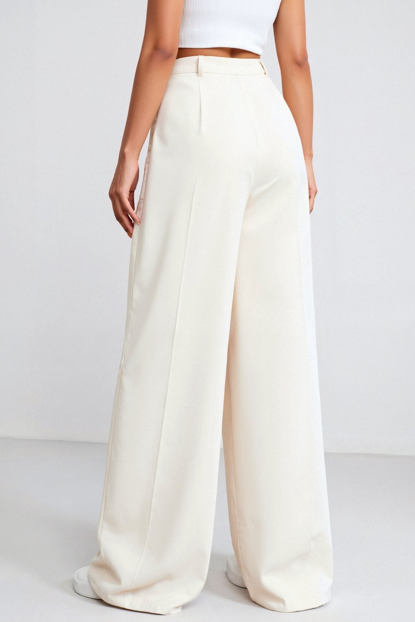 Elegante Hochtaillierte Weite Hose in Einfarbig