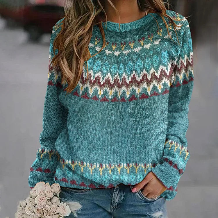 Regina | Retro-Wellenmuster Pullover