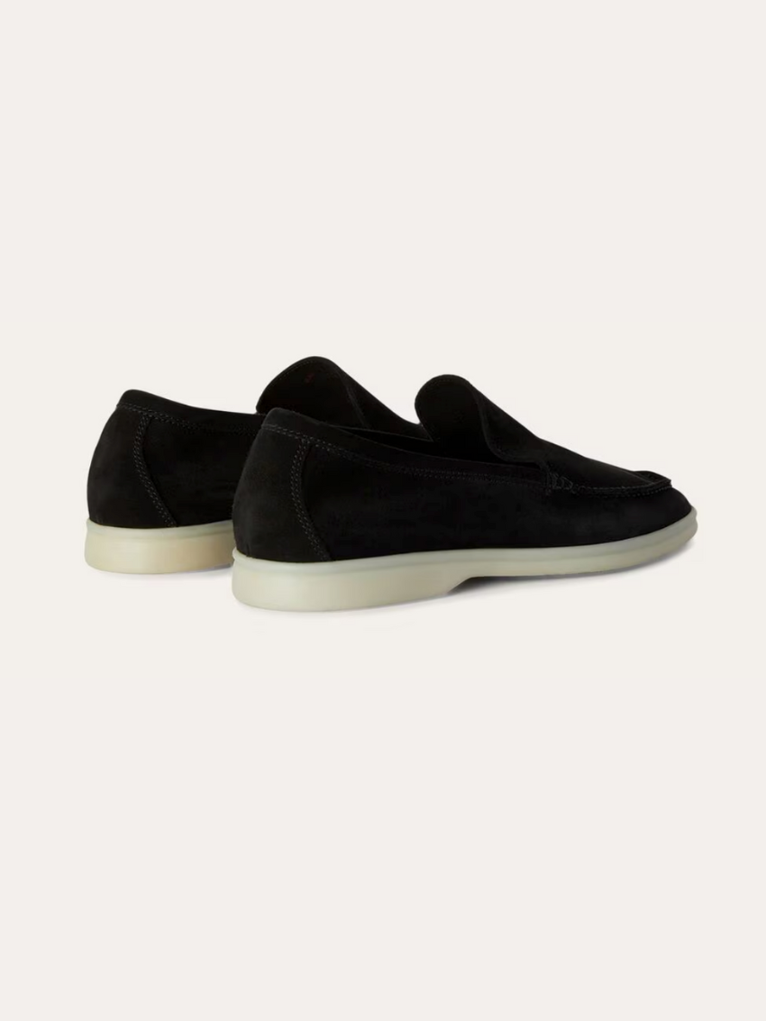 Verfeinerte Wildleder Slipper – Schwarz