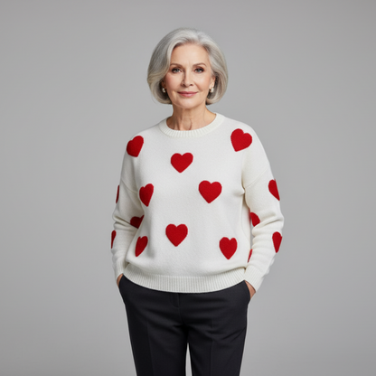 MILU | Baumwollmischung Pullover mit Herzen