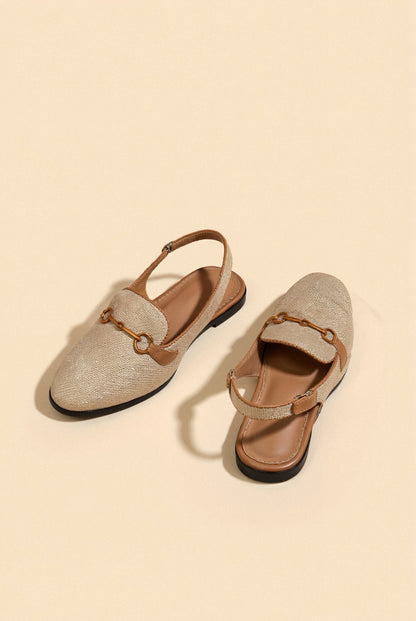 Old Money Damen Metallic Schnalle Chic Dekor Flache Sandalen