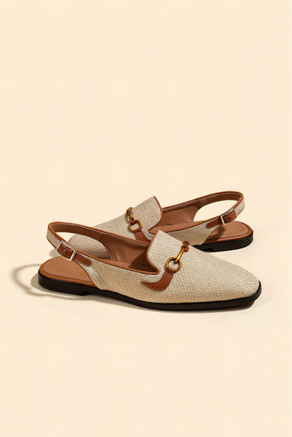 Old Money Damen Metallic Schnalle Chic Dekor Flache Sandalen
