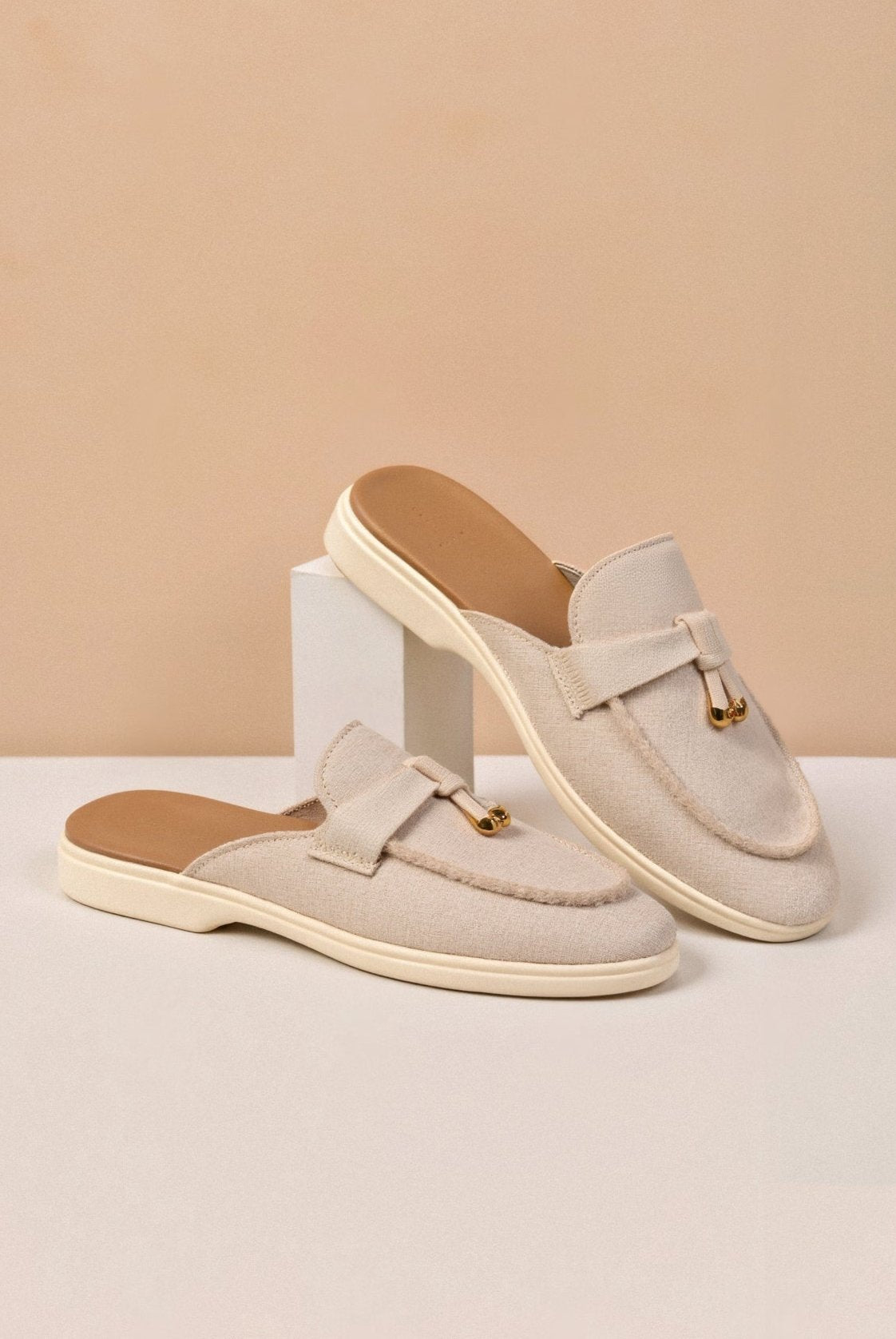 Old Money Damen Slip-On Flachschuhe Sandalen mit geschlossenem Zehenbereich