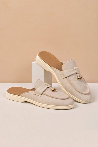 Old Money Damen Slip-On Flachschuhe Sandalen mit geschlossenem Zehenbereich