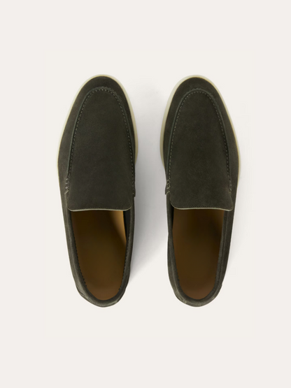 Verfeinerte Wildleder Slipper – Dunkelgrün