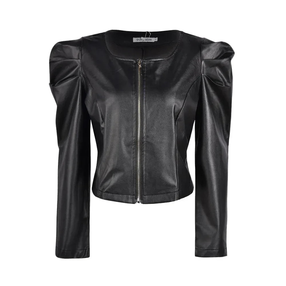 Schwarze Lederjacke