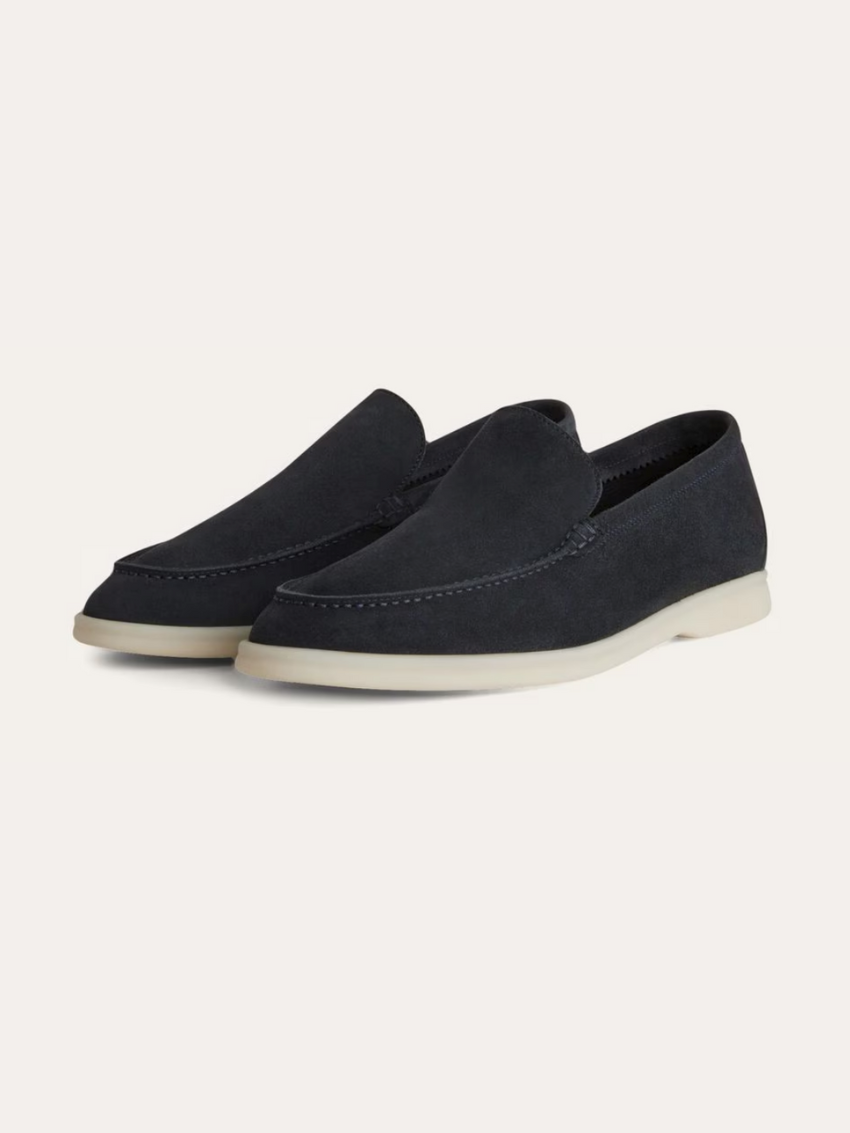 Verfeinerte Wildleder Slipper – Marineblau