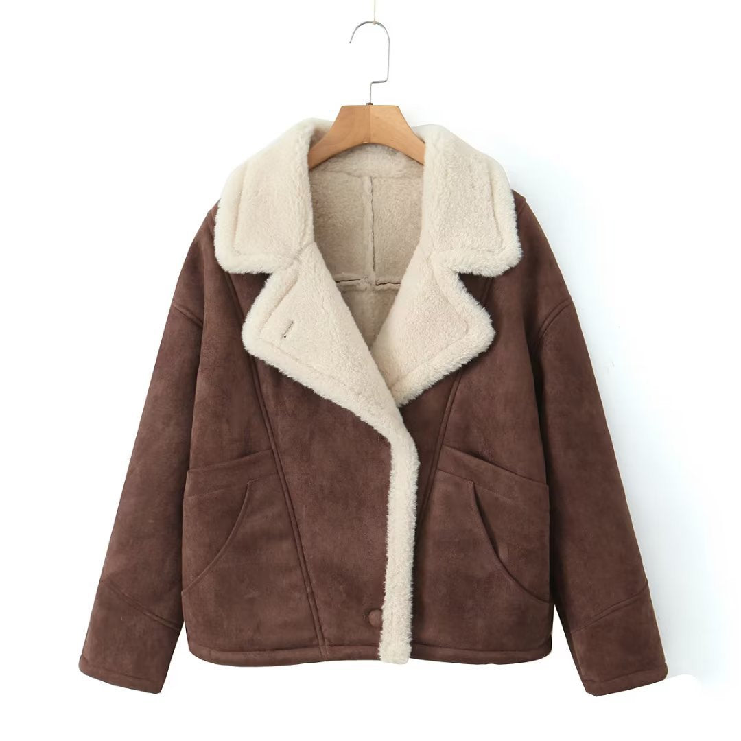 Elspeth - Damen Wildlederjacke mit Revers-Taschen