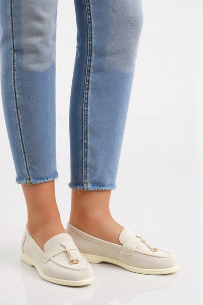 Old Money Casual Metallic Circle Decor Leder Slipper