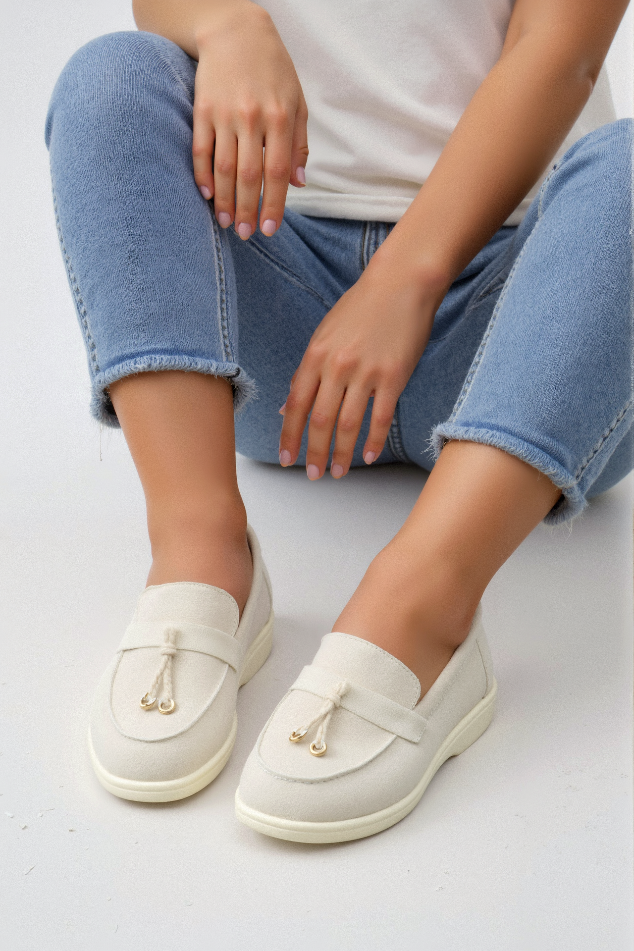 Old Money Casual Metallic Circle Decor Leder Slipper