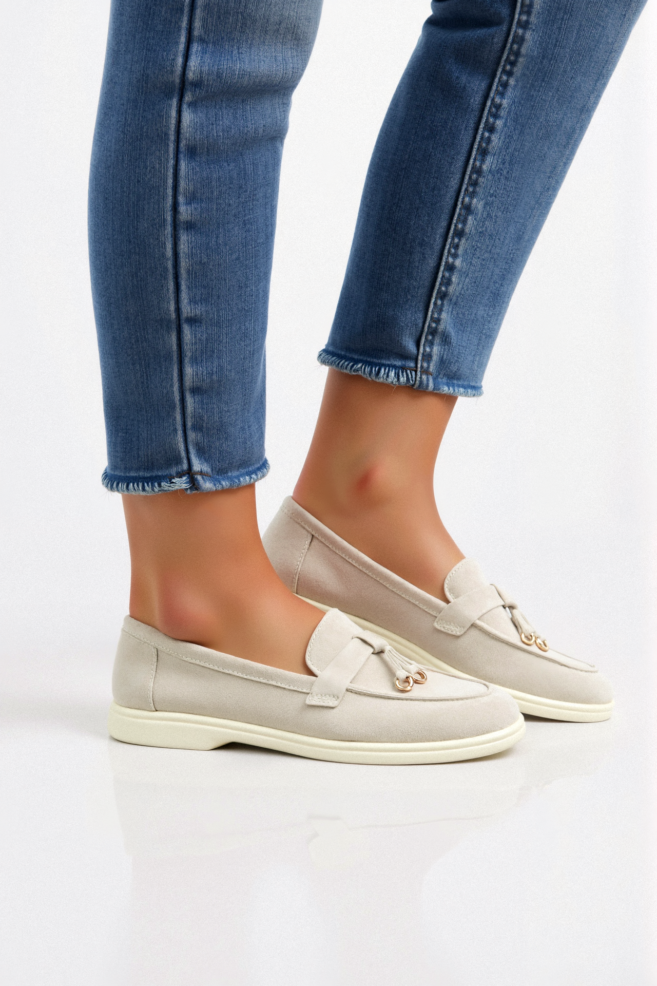 Old Money Casual Metallic Circle Decor Leder Slipper