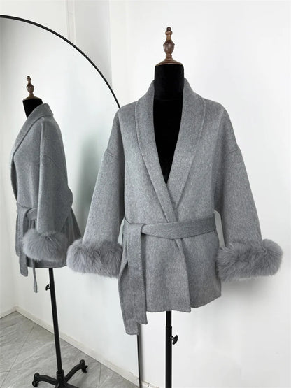 Eulalia - Tossy Fuchs Pelz Wollmantel Damen Kurzmantel