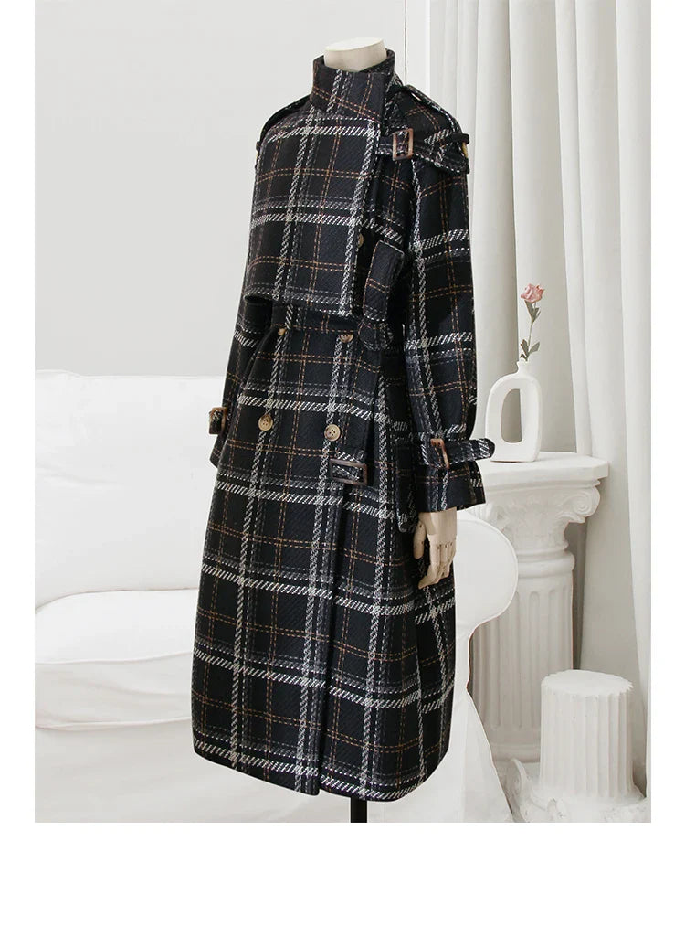 Neus Karierter Trenchcoat