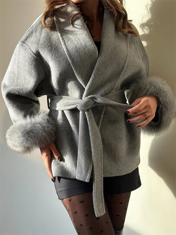 Eulalia - Tossy Fuchs Pelz Wollmantel Damen Kurzmantel