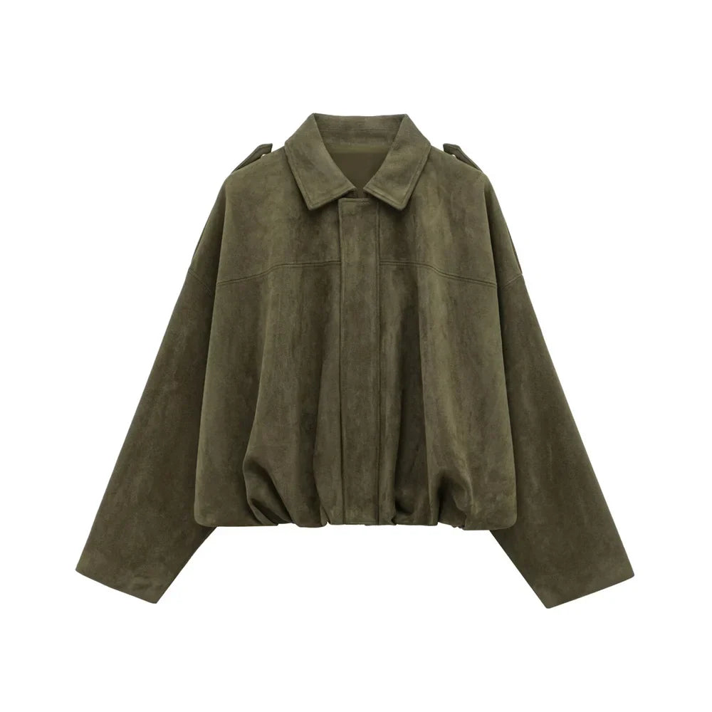 Damen Faux Wildlederjacke