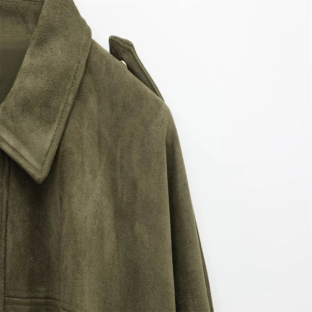 Damen Faux Wildlederjacke
