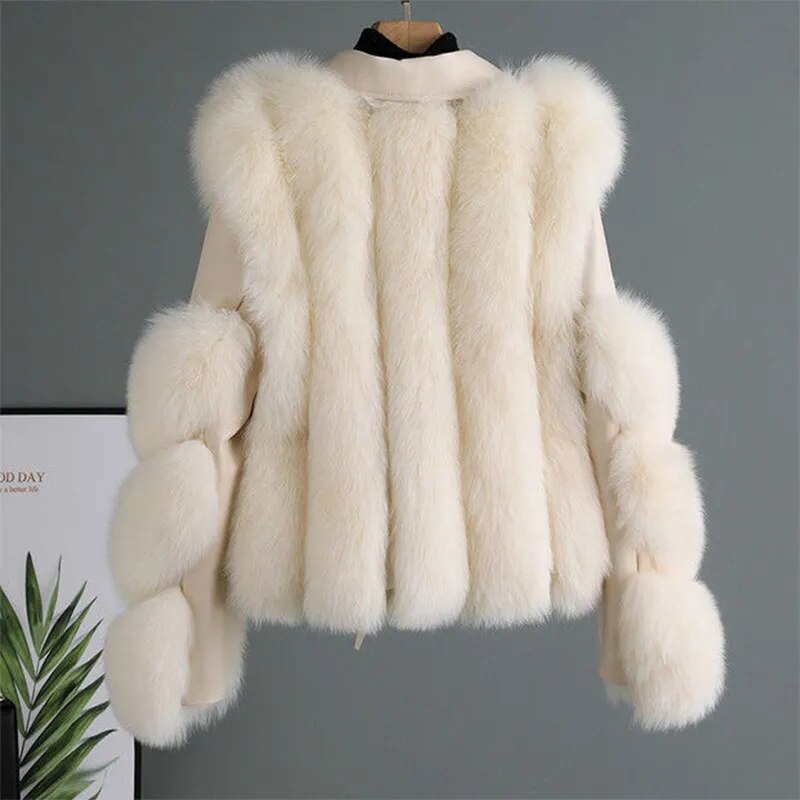 Luxuriöse Lederfelljacke