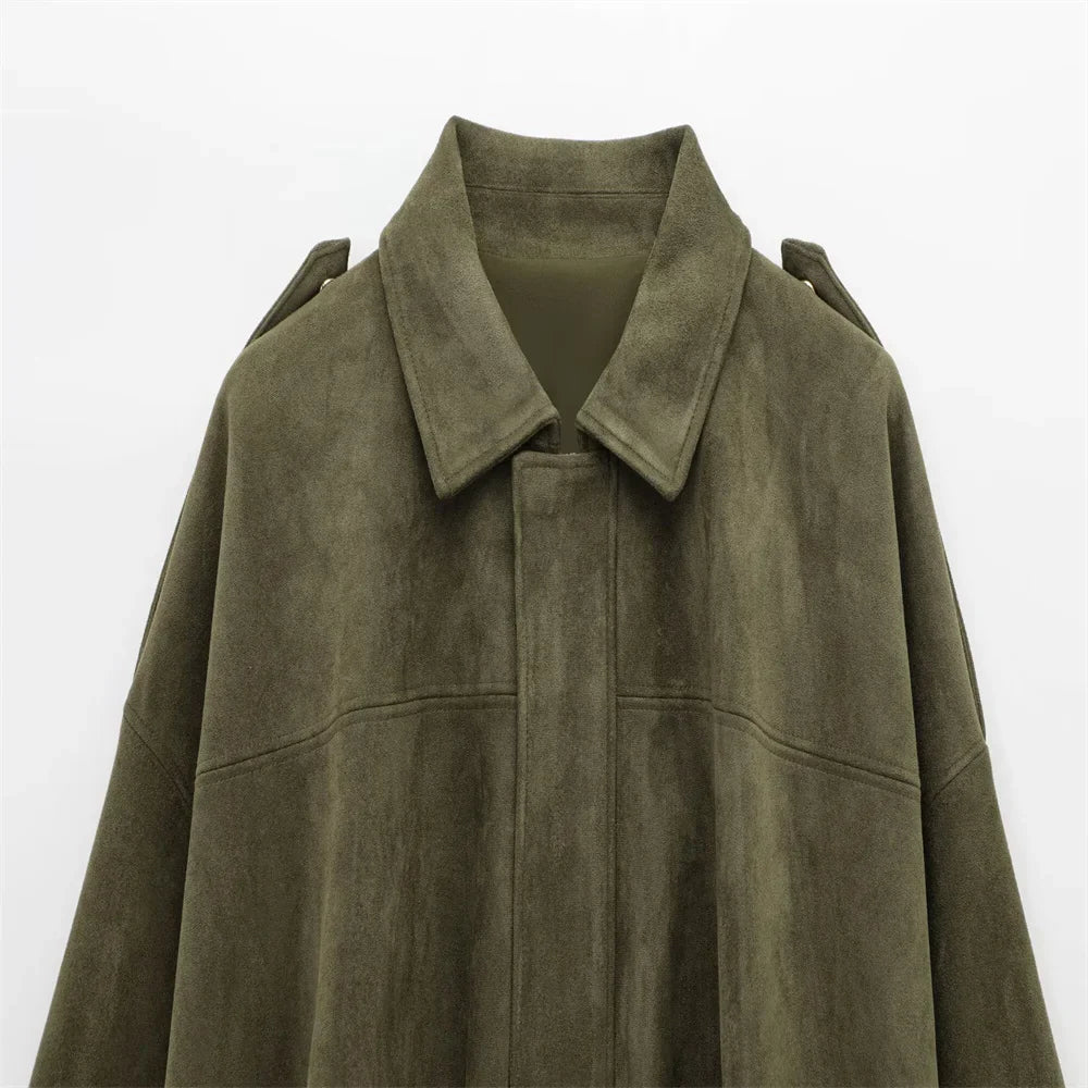 Damen Faux Wildlederjacke