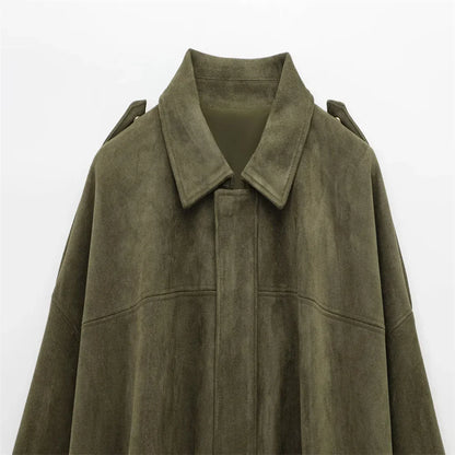 Damen Faux Wildlederjacke