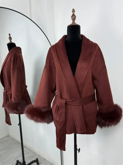 Eulalia - Tossy Fuchs Pelz Wollmantel Damen Kurzmantel