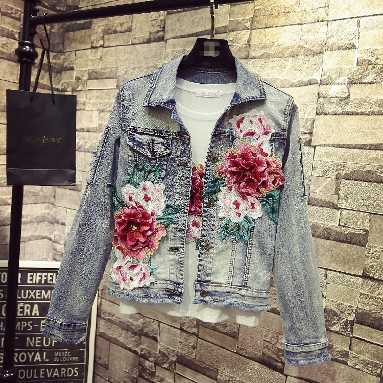 Blumen Denim Jacke