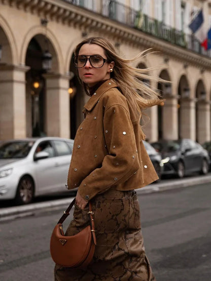 Nieten Wildlederjacke