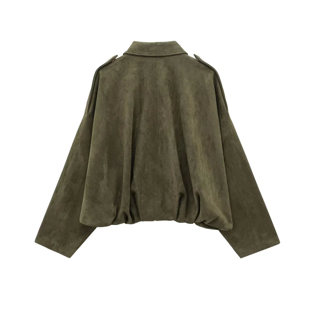 Damen Faux Wildlederjacke