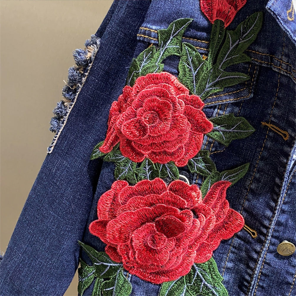 Rote Rose Denimjacke